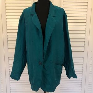 Silk Teal Long Sleeve Shiny Lightweight Buttoned Shirt/Jacket